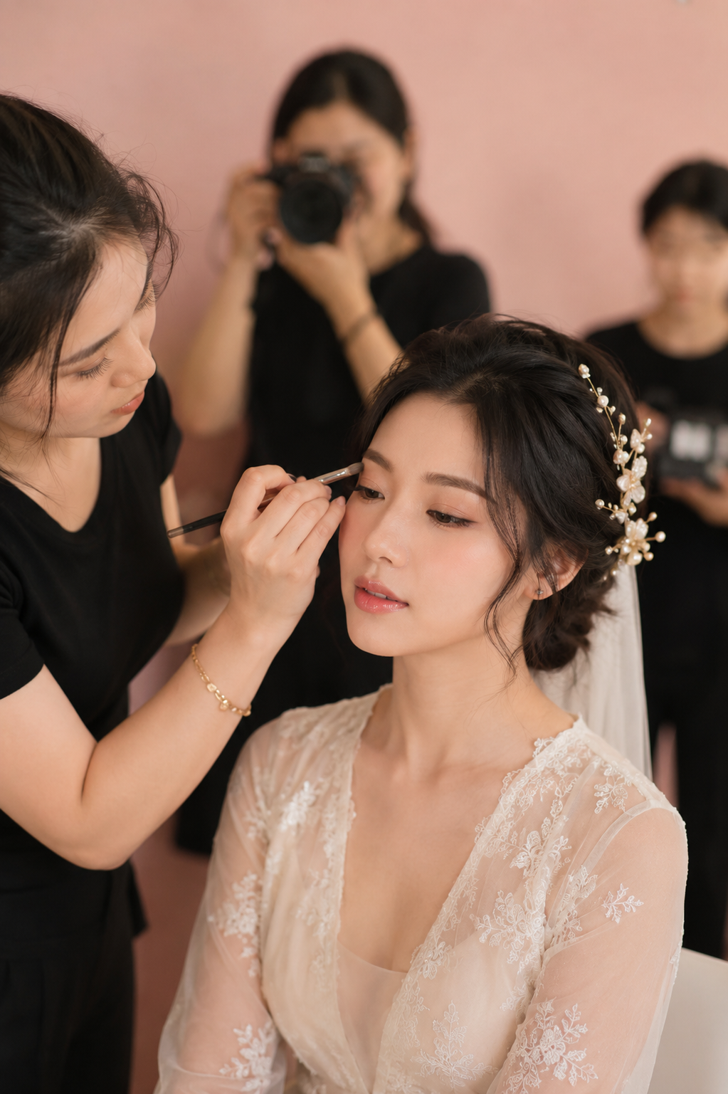 Đội ngũ chuyên viên trang điểm Hà Nhi Makeup đang làm việc cùng nhau